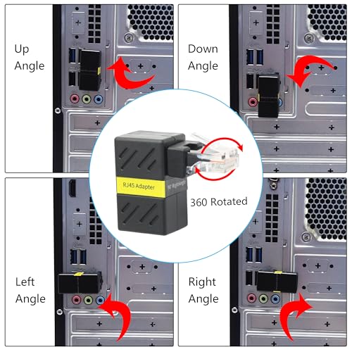 90 Degree Cat 6 Ethernet Extender Adapter, 180 Degrees Rotated Rj45 Male To Female Network 1000Mbps Adapter Connector, For Computers, Laptops, Routers - 2 Pcs