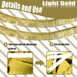6 Pack 10 Feet Foil Fringe Garland Metallic Tinsel Streamers Banner Wall Hanging Curtain Backdrop Banner For Parade Floats, Thanksgiving, Christmas, Birthday, Halloween Party Decorations(Light Gold)