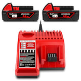 2 Pack 18V 4.0Ah 48-11-1820 Compact Battery With Charger Kit Replacement For Milwaukee 18V M18 Battery And Charger 48-59-1812 Xc 2.0 Ah 1.5 Ah 3.0 Ah 18V Lithium Battery And Charger Combo