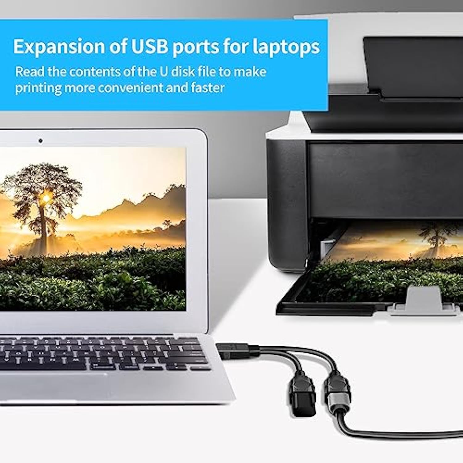 Usb Splitter 1 In 2 Out For Laptop,Male To Dual Usb Female Jack Y Splitter Hub