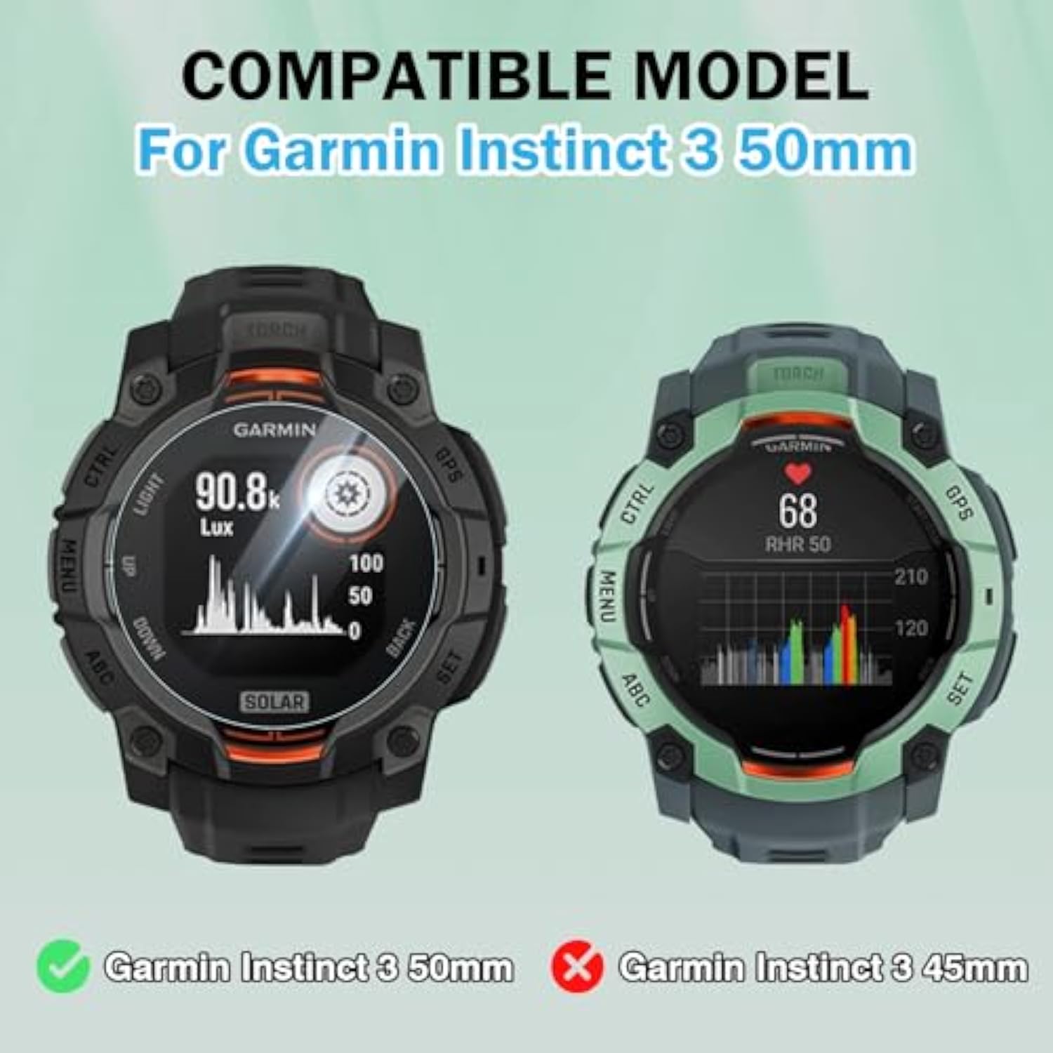 4 Pack Compatible For Garmin Instinct 3 Screen Protector 50Mm Clear, Ultra-Thin 9H Tempered Glass Watch Protective Film With 2.5D Edge Anti-Scratch For Instinct 3 50Mm Amoled/Solar Protector