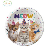Cat Party Supplies Kitten Paper Tableware Set - Cat Themed Birthday Party Plates And Napkins