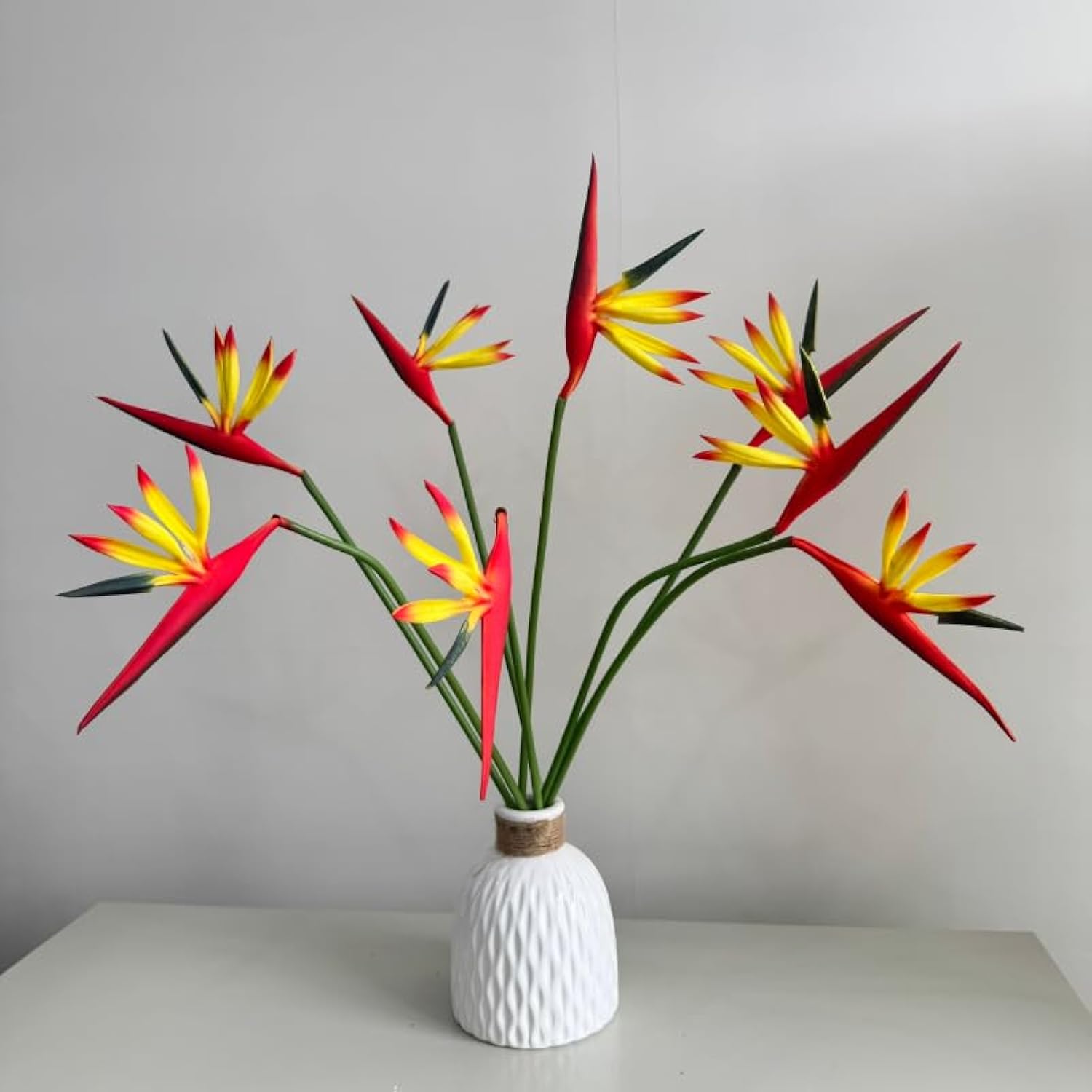 Medium Bird Of Paradise 23 Inch,Artificial Flowers Outdoor Uv Resistant No Fade Fake Plastic Plants, Artificial Flower Plants Small Flower Arrangement For Home Office 8 Pcs (Yellow)