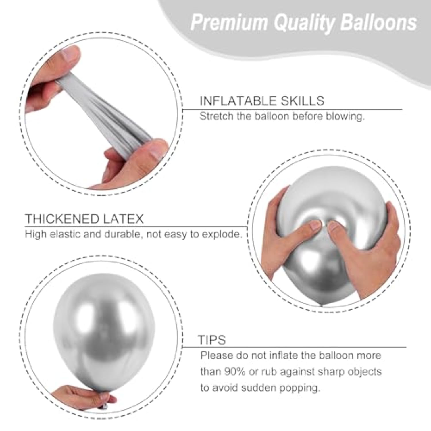 135Pcs Metallic Silver Balloons Different Sizes 18 12 10 5 Inch For Garland Arch, Latex Balloon For Birthday Party Graduation Wedding Decorations
