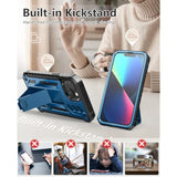 iPhone 13/14/15 Phone Case with Built-in Screen Protector Blue - Premium Protection and Stand Function