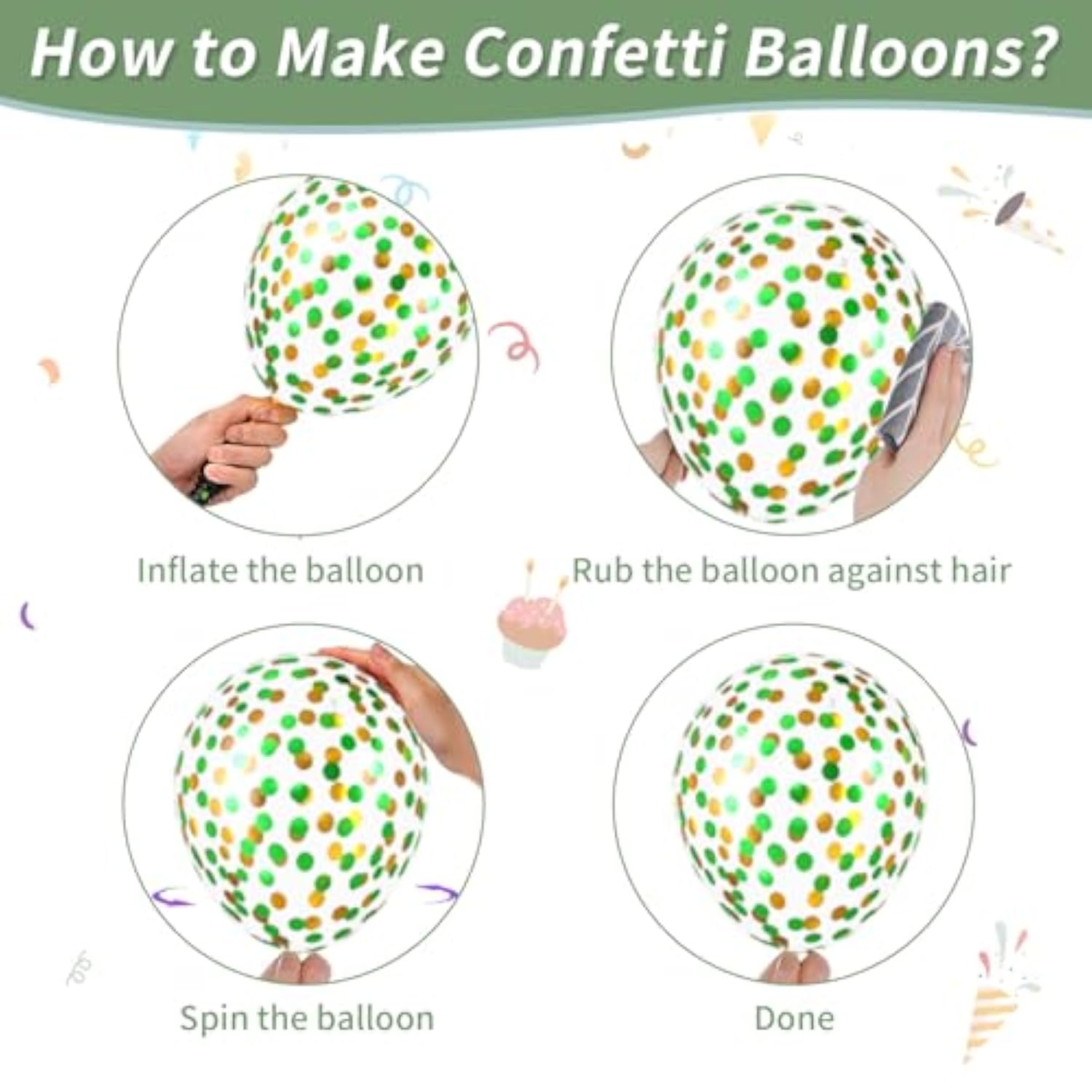 50pcs Green Orange Balloons 12 Inch Sage Yellow Confetti Balloons for Baby Shower Party