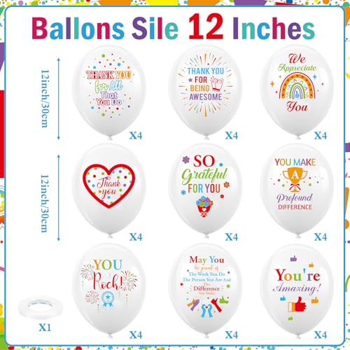 36pcs We Appreciation You Balloons,Employee Appreciation Day Part Latex Balloons for Employee Appreciation Day Office Decor,Thank You Employee Balloons for Employee Appreciation Party Supplies