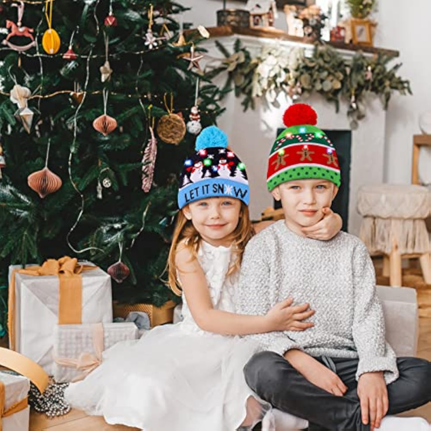 Christmas Hat Xmas Led Light Up Beanie Knit Hats Winter Snow Cap Christmas Party Favors For Adults And Kids