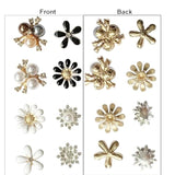 80 Pieces Flower Rhinestone Buttons Faux Pearl Buttons Flat Back For J