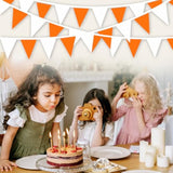 100Ft Orange White Pennant Banner Flags Fabric Triangle Bunting for Party Decor