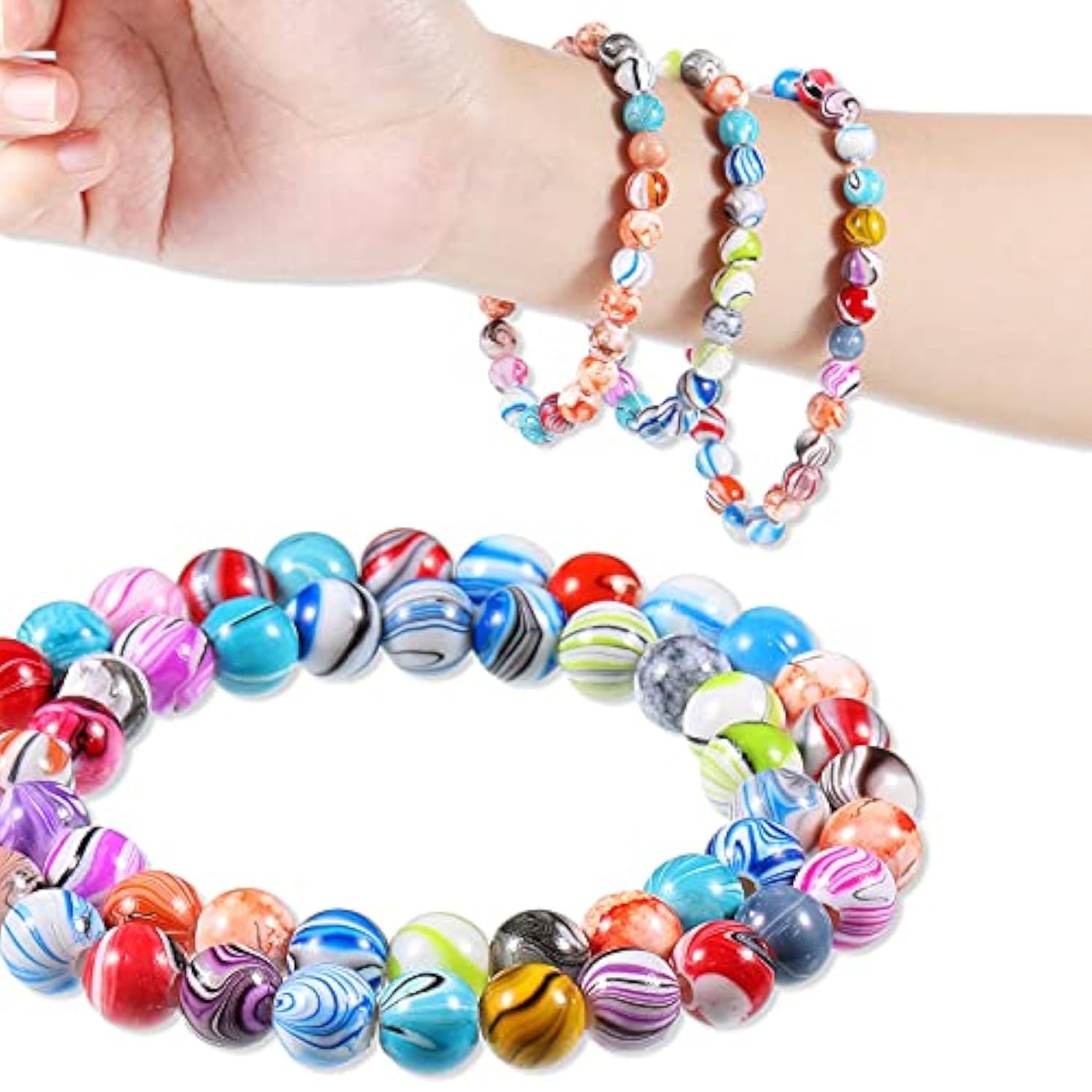 500pcs 8mm Acrylic Beads – Multicolor Loose Beads for Jewelry Making Supplies