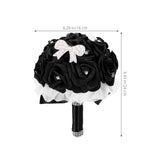 Elegant Black Bridal Wedding Bouquet With Chic Artificial Foam Flowers, Artificial Holding Flowers For Brides And Bridesmaids, Ideal For Weddings, Parties, 9.44X6.29X6.29In
