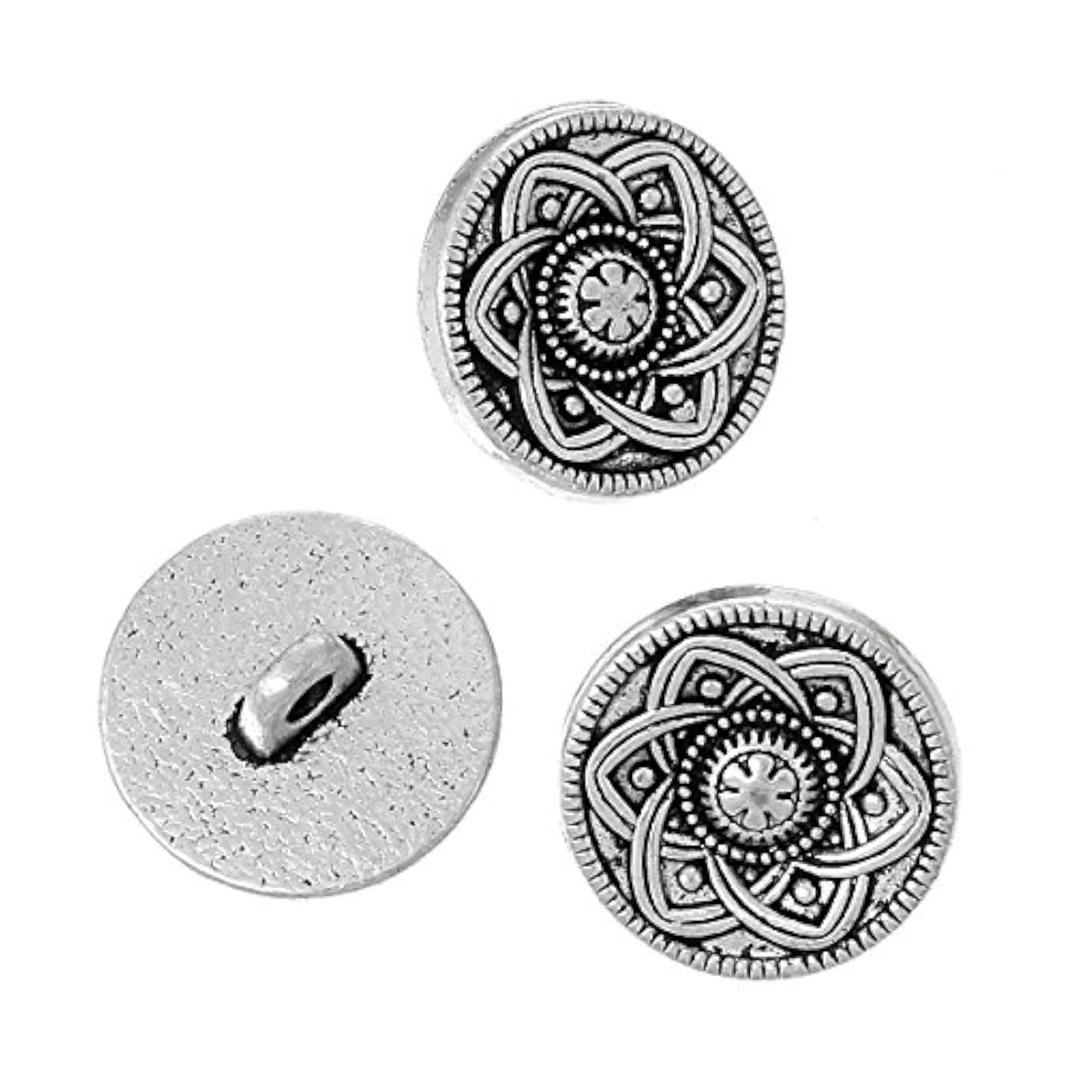 Sewing Shank Buttons - 30 Pack, 15Mm, Carved Flower Design With Vintag