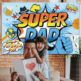 Happy Father's Day Banner Backdrop Super Dad Theme Background Decor for Happy Father's Day Festival Party Celebration Photography Photo Prop Decorations Supplies 72x43in-