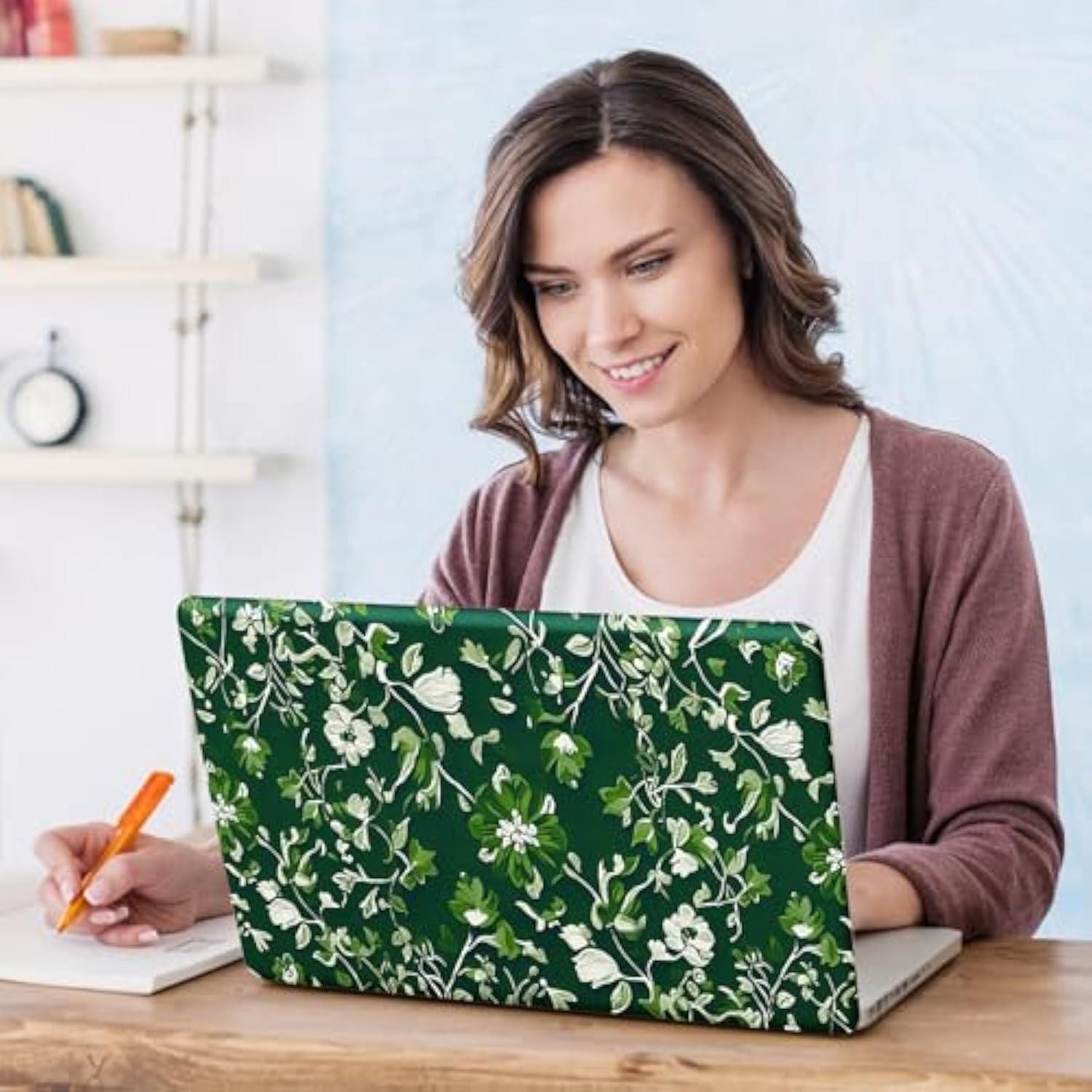 Laptop Skin Sticker Cover Decal, 12-15.6 Inch Laptop Notebook Vinyl Skin Sticker Chromebook Cover Protector, Green Art Leaf