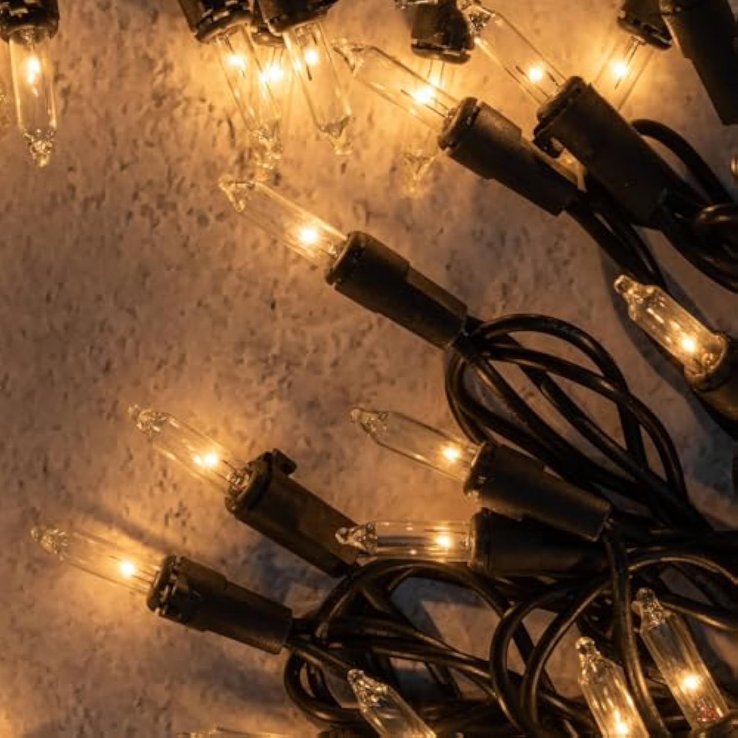 Clear Christmas Lights With Black Wire, Pack Of 2 Strands 33 Ft 100 Count Ul Certified Incandescent Mini String Lights (