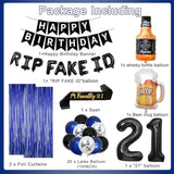 21St Birthday Party Decorations, Blue And Black Happy 21St Birthday Sash Banner Balloons Fringe Curtain Kit For Her Him, 21 Years Old Party Background Backdrop