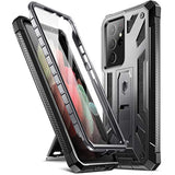 Spartan Case For Galaxy S21 Ultra 5G, 6.8" Screen Protector, Fingerprint Id, Rugged Shockproof Cover, Kickstand, Metallic Gun Metal
