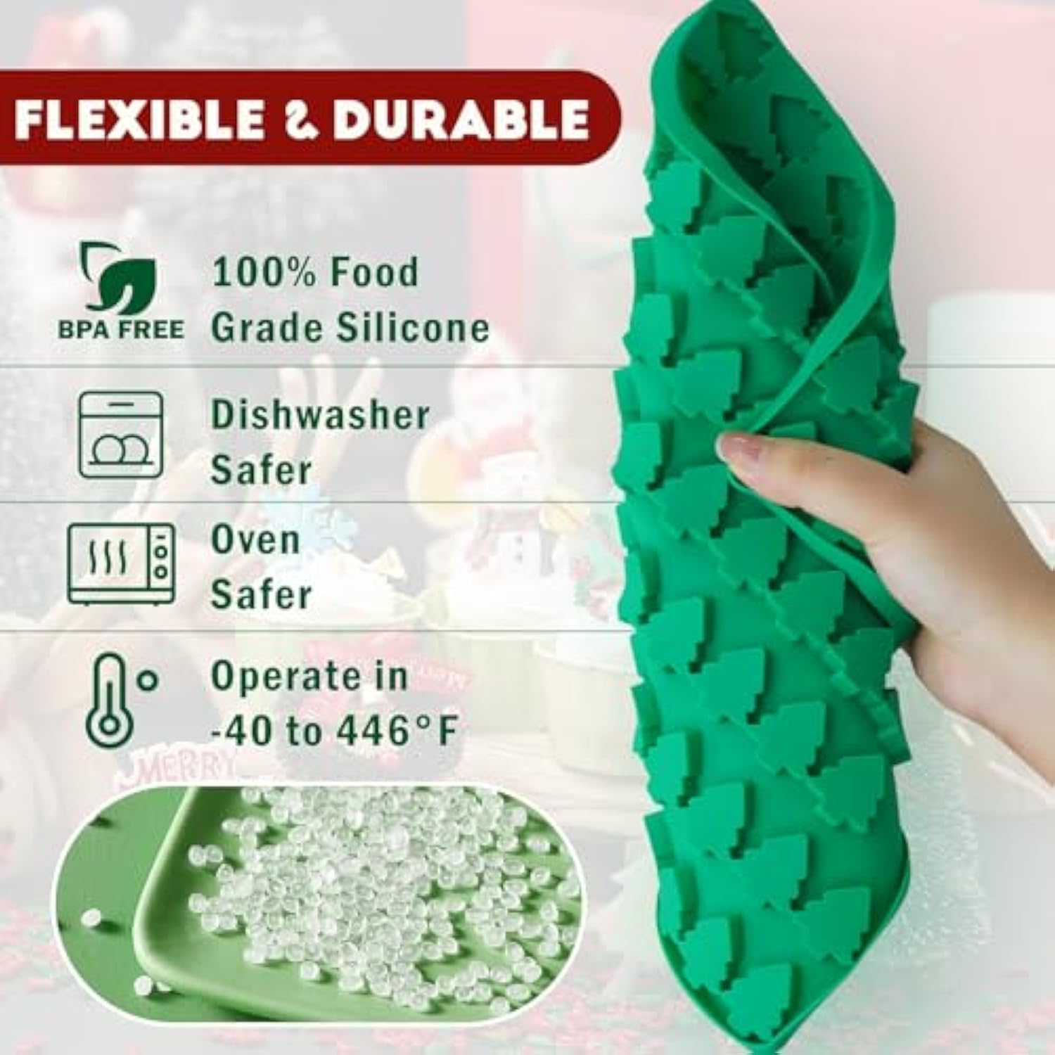 Christmas Mini Candy Molds With Xmas Tree And Gingerbread Man Shaped, 152 Cavity Non-Stick Food Grade Diy Handmade Set For Gummy Jelly Dog Treat Wax Melt Gifts Baking Supplies