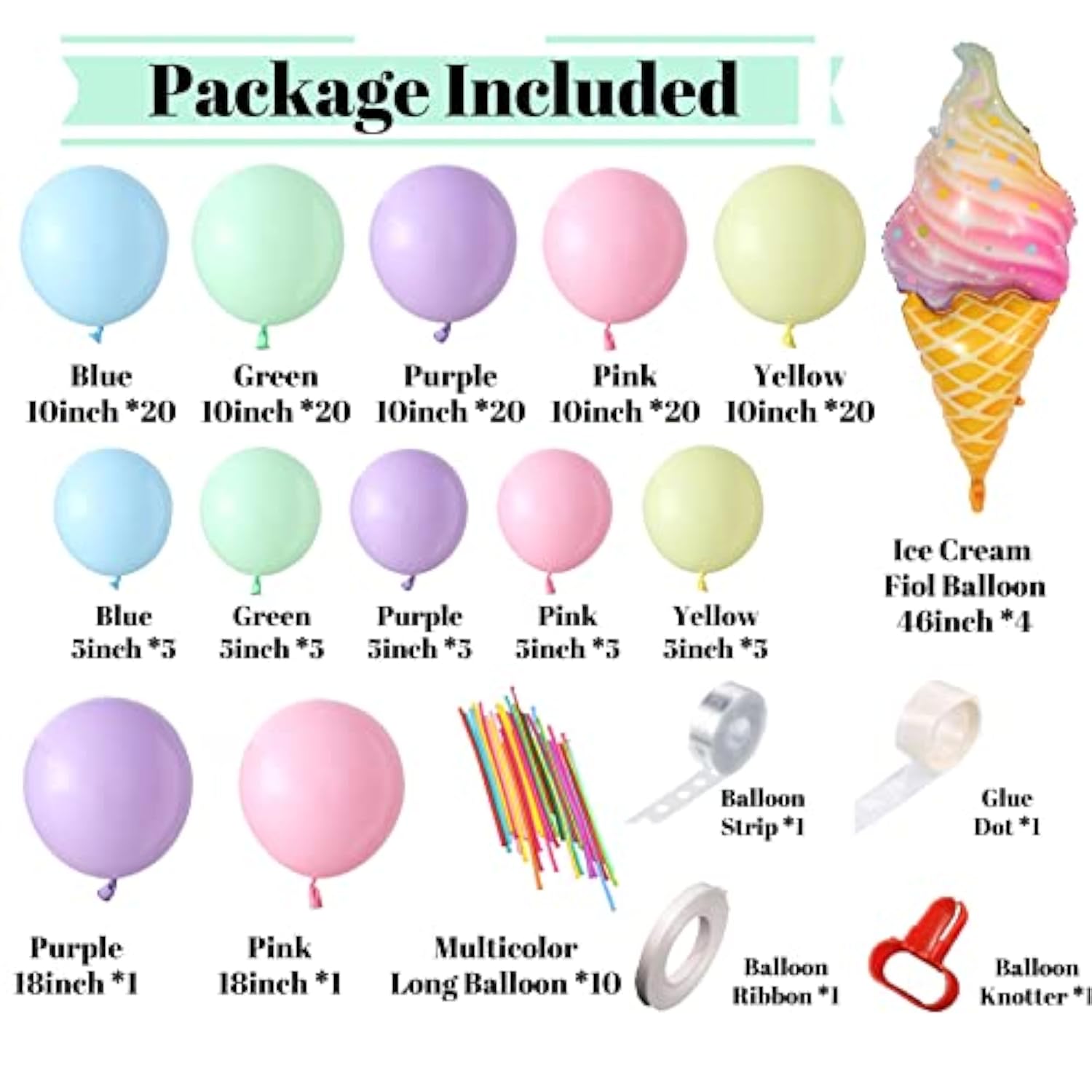 Pastel Balloons Garland Arch Kit 143Pcs Macaron Rainbow Balloons Birthday Party Background Decoration Girl Baby Shower Donuts Ice Cream Party Supplies Pink Blue Green
