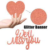 We Will Miss You Banner Rose Gold Farewell Party Decorations with Glitter Garland