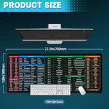 Excel Cheat Sheet Desk Pad - Large Office Mouse Pad (27.5 * 11.8 In), Ps/Word/Ppt/Excel Cheat Sheet Desk Mat, Pc Office Spreadsheet Keyboard Mat, Back To School Gift