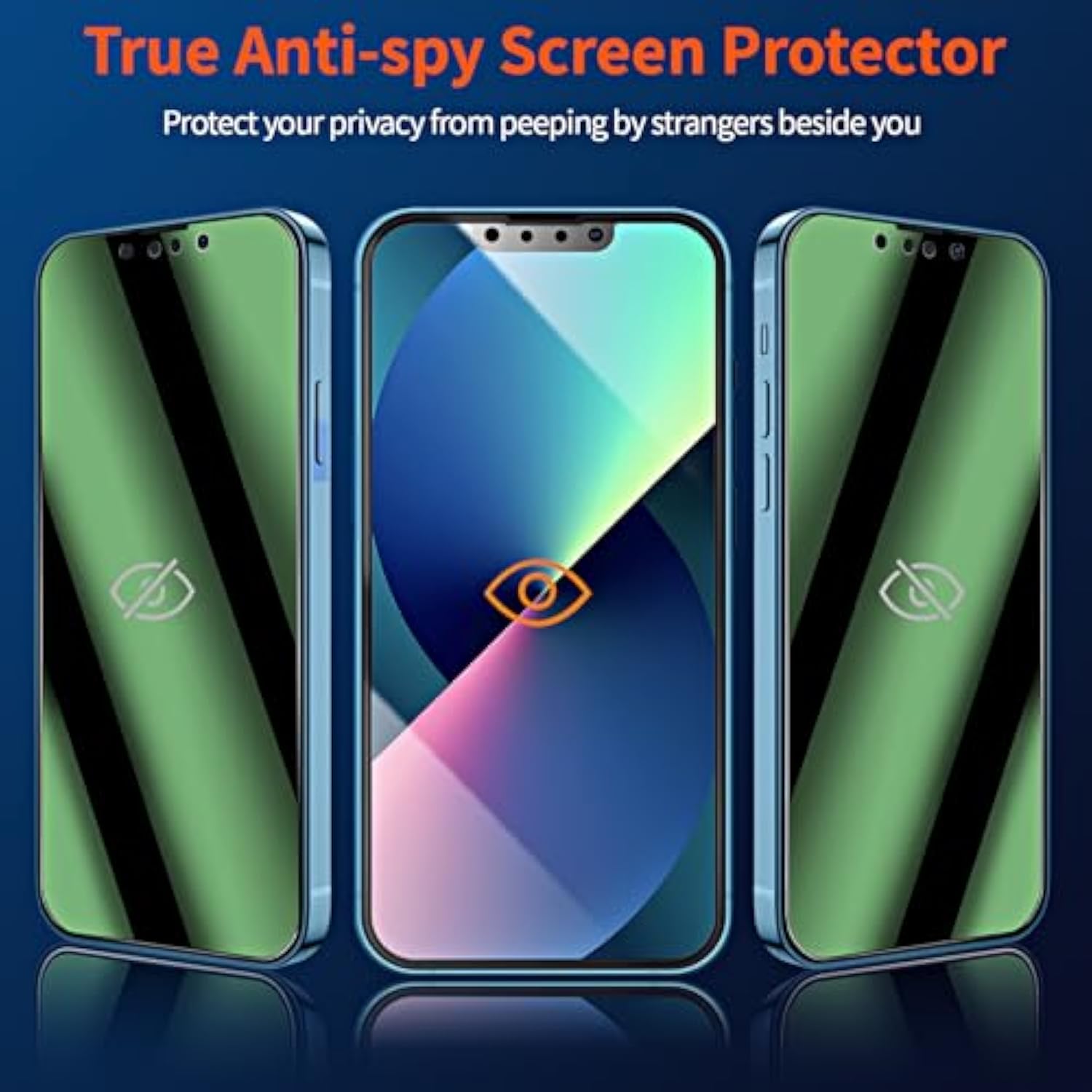 [2 Pack Green Privacy Screen Protector For Iphone 13/13 Pro (6.1 Inch), [Easy Installation Kit][Anti Peeping][Case Friendly] Green Anti-Spy Tempered Glass Screen Protector