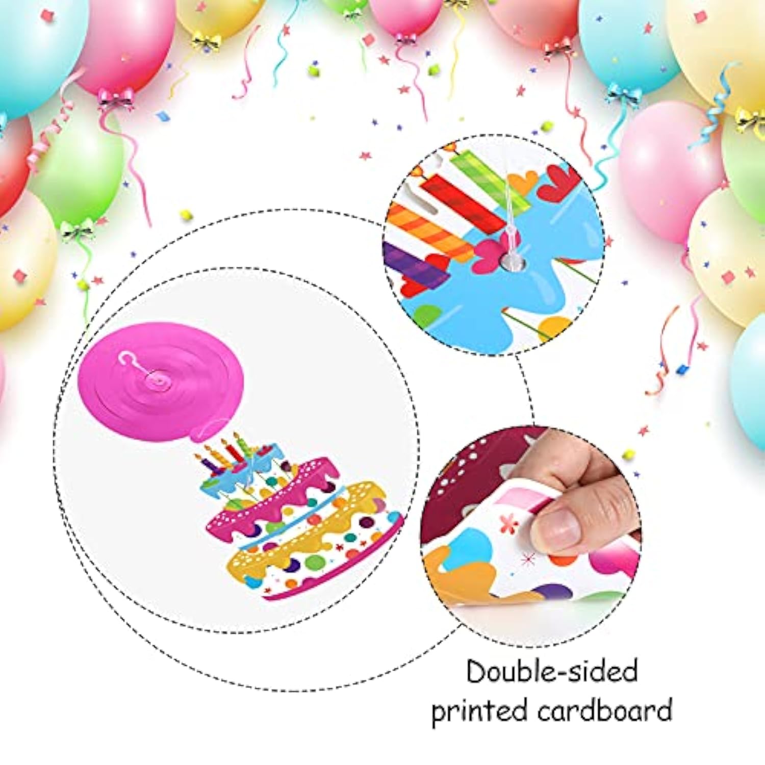 30Pcs Colorful Birthday Hanging Swirls Cupcake Balloon Ceiling Décor