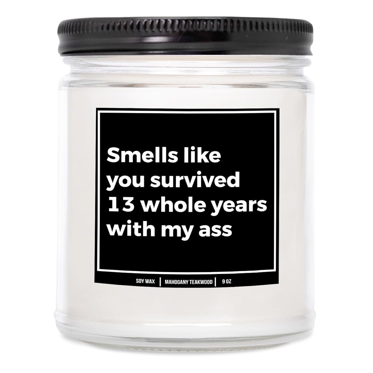 You Nique Designs 13Th Wedding Anniversary Candles For Him & Her 9 Oz Candle, Lace Year Gift Ideas, 13Th Wedding Gifts For Husband & Wife - 13 Year Candle Gifts Ideas (Mahogany Teakwood)