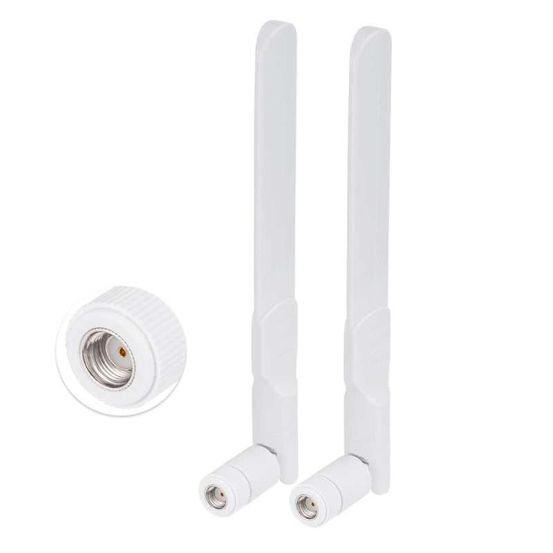 Dual Band Wifi 2.4Ghz 5Ghz 5.8Ghz 8Dbi Mimo Rp-Sma Male White Antenna (2-Pack)