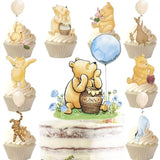 25Pcs Winnie Cake Topper And Cupcake Toppers Kit For Baby Shower Decorations Boys Pooh Birthday Cake Decorations Oh Baby Party Supplies