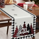 Xmas Table Runner For Buffalo Plaid Christmas Decorations, Merry Christmas Tree Table Runner, Christmas Table Runners 72 Inches Long, Winter Table Runners For Christmas Table Decorations (Tree)