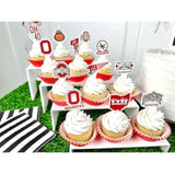 Ohio State University Cupcake Topper Party Supplies For Football, Birthday, Graduation Party Decorations (24 Pieces) (Ohio State Buckeyes)