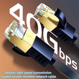 Cat 8 Flat Shielded Ethernet Cable, Indoor&Outdoor, Heavy Duty High Speed 32Aw