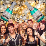 Champagne Bottle Balloon Garland Arch Kit Gold White Happy New Year 2026 Party