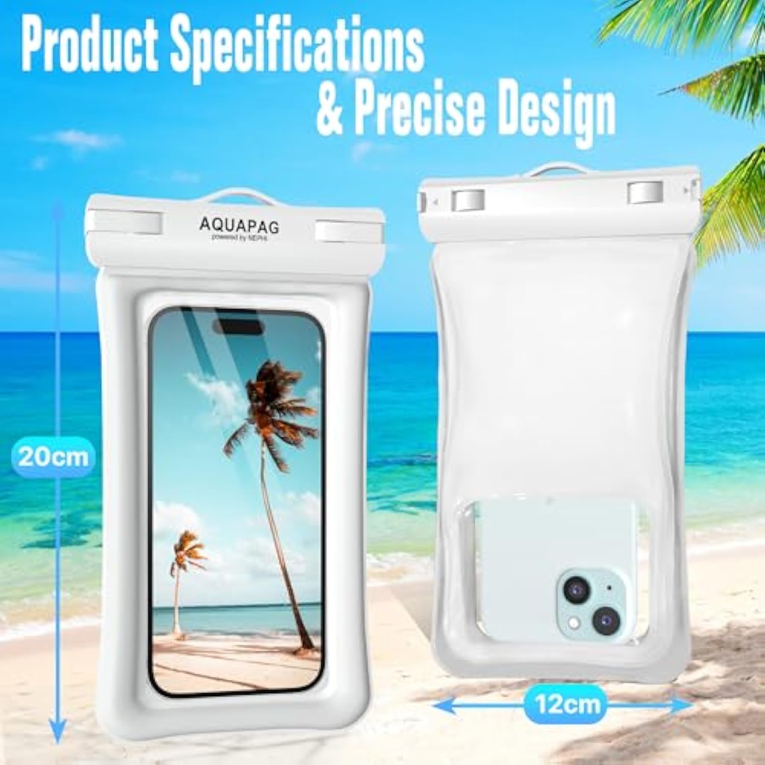 Ipx8 Floating Waterproof Phone Pouch 2 Pack-Up To 8.0"?Floating Phone Case For Iphone Andriod, Dry Bags For Vacation Beach Pool Kayak Cruise Travel Essentials (Black White 2 Pack)