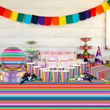 177 Pcs Mexican Fiesta Party Supplies Fiesta Tableware Set Mexican Serape Paper Plates Napkins Cups Mexico Stripes Plastic Tablecloth For Cinco De Mayo Mexico Birthday Party