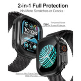 2 Pack Screen Protector And 1 Pack Aluminum Alloy Case Compatible With Apple Watch Ultra 2/Ultra 49Mm, 9H+ Screen Protector With Auto-Alignment Installation Frame, Military Grade Case, Black