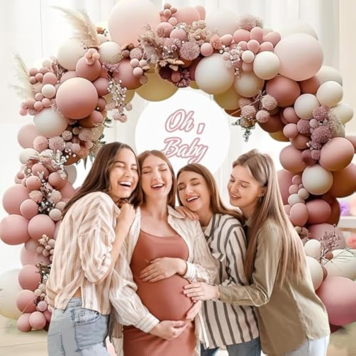 Dusty Pink Balloon Arch Kit With Mauve & Blush Balloons For Boho Wedding & Party Decorations