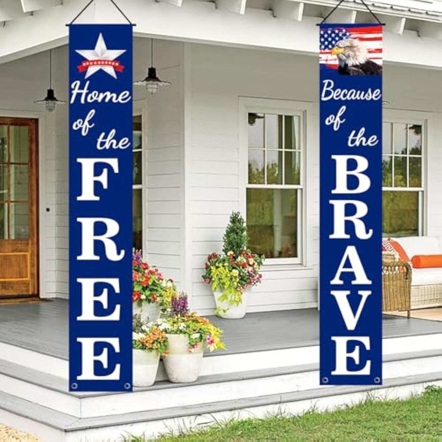 Patriotic 4th of July Pre-Assembled Hanging Banners & Flag Decor