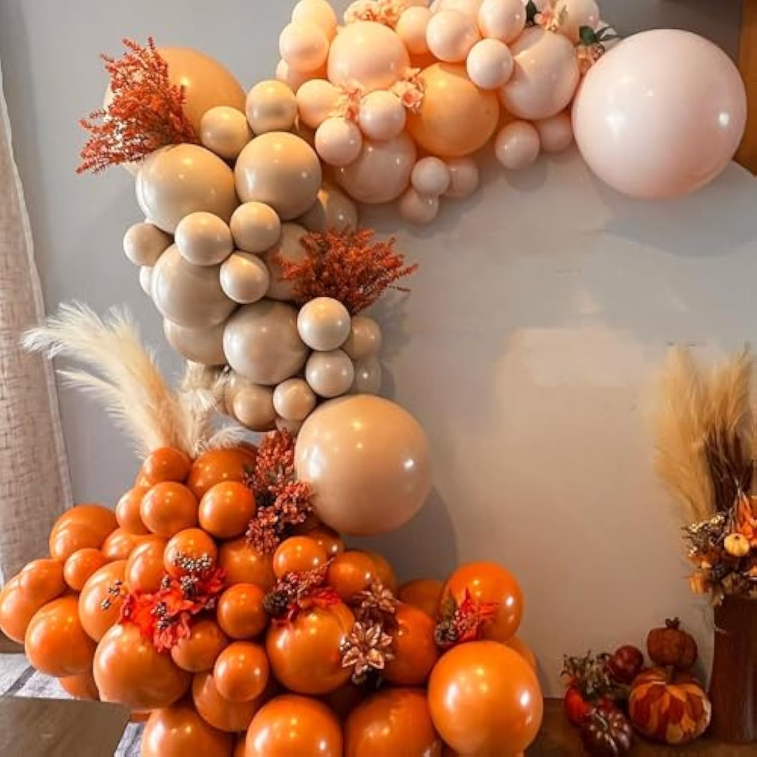 Thanksgiving Balloon Arch Kit with Orange Off-White Apricot Balloons for Fall Party