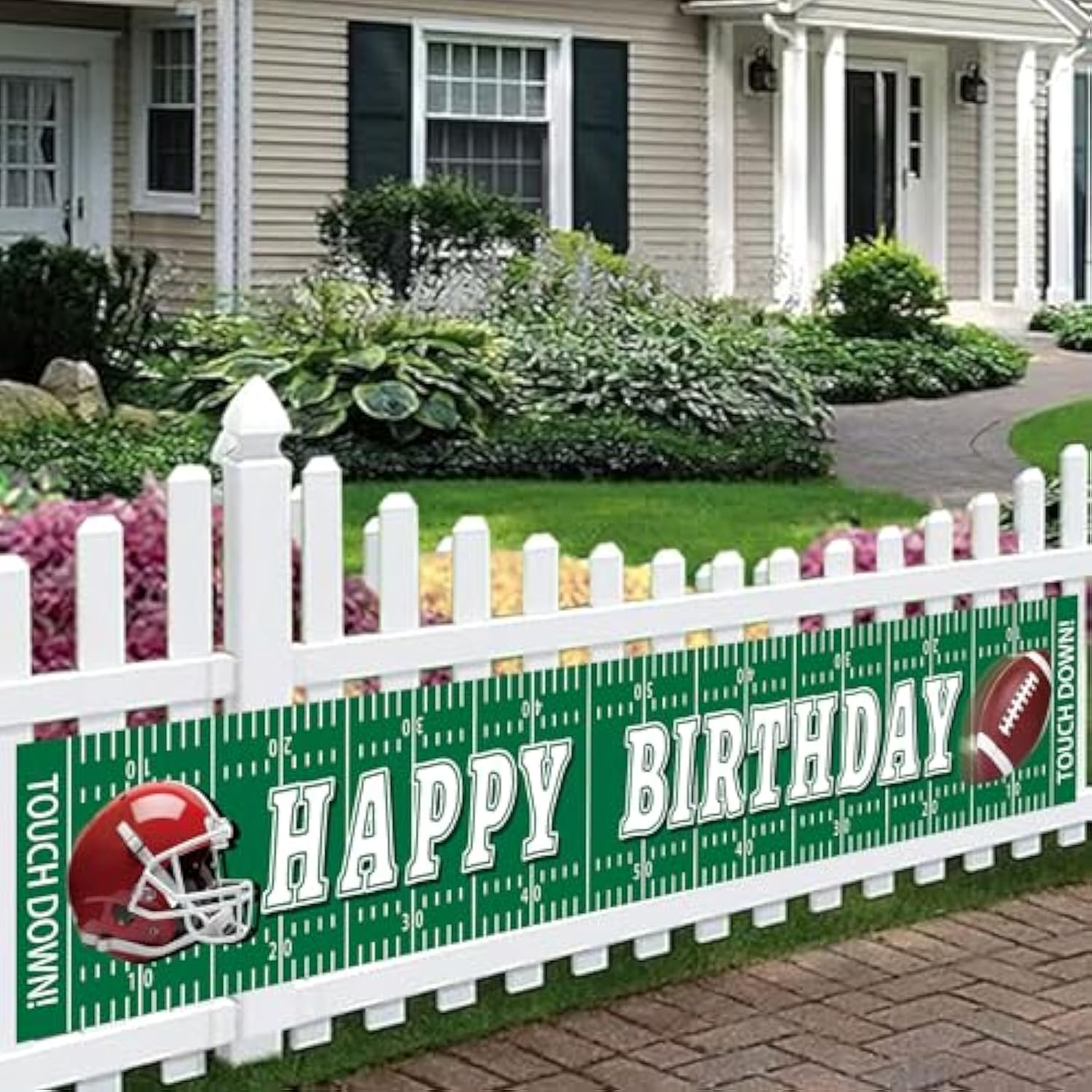 Football Happy Birthday Banner Decorations Birthday Signs Giant Birthday Party Supplies Fence Yard Signs Outdoor Decorations Photo Backdrop 6 Feet