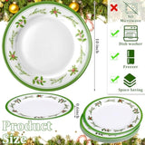 6 Pcs Christmas Dinner Plates Xmas Tree Melamine Dinnerware Green Plates Xmas Wreath Dishes Holiday Tableware For Dessert Salad Appetizer Birthday Party(Christmas Wreath,10 Inches)