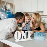 One Wooden Letter Sign For First Birthday, Anniversary, Baby Shower Party Table Decoration – By ?White)