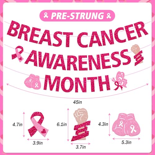 Breast Cancer Awareness Month Banner Cancer Survivor Party Decorations for Faith Courage Charity Event October Month Cancer Free Public Charity Activity Party Supplies (Rose Red)
