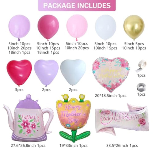 Mother'S Day Balloon Garland Arch Kit With Lager Size Mother'S Day Foil Balloons For Best Mom Ever Mothers Day Party Birthday Decoration Supplies(Pink)