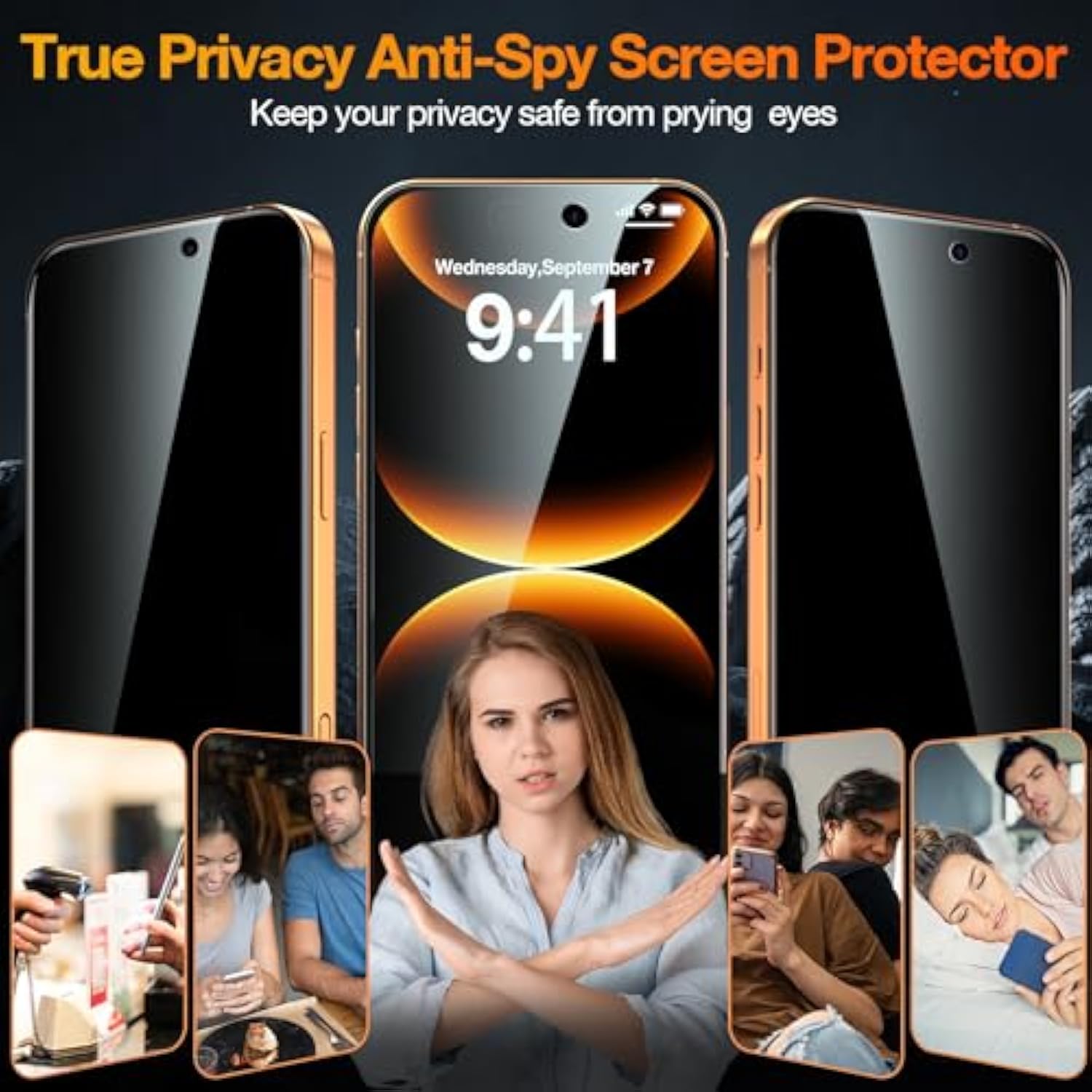3 Pack For Iphone 17 Pro Max Privacy Screen Protector Tempered Glass + 1 Set Camera Lens Protector, 25°Anti Spy, [Top 9H+ Military Grade Shatterproof] [Bubble Free, Auto-Dust Removal]