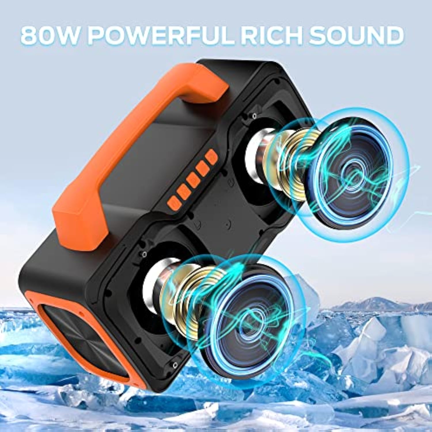 Bluetooth Speaker - 80W Portable Wireless Speaker Ipx7 Waterproof, 24H Playtime, Mic & Aux Usb, Perfect For Parties & Pool