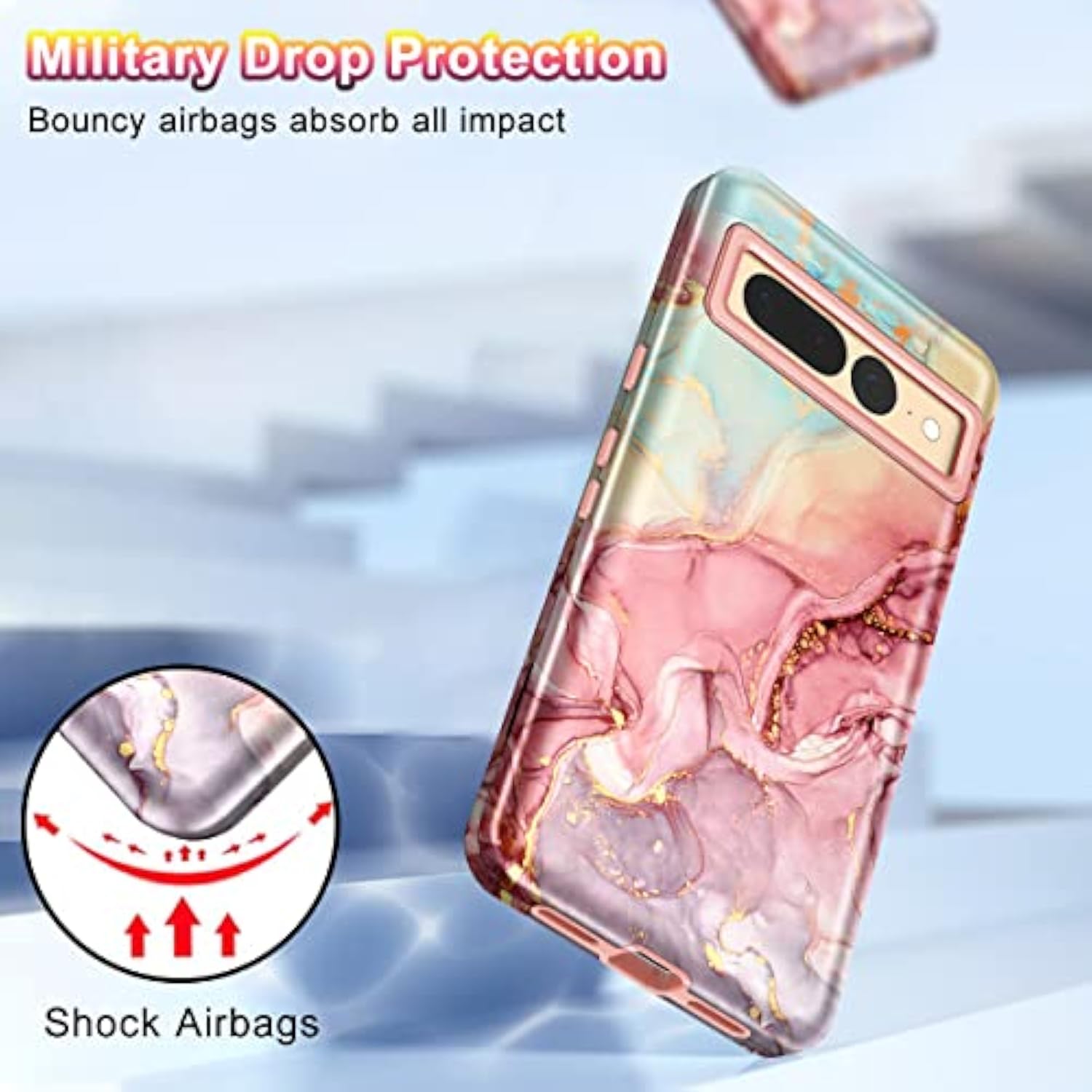 Google Pixel 7 Pro Marble Pattern 3 in 1 Heavy Duty Shockproof Case