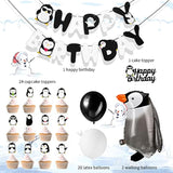 48 Pcs Penguin Birthday Party Decoration Includes Happy Birthday Penguin Banner Walking Balloons Cake Topper Latex Balloons Party Supplies For Winter Baby Shower